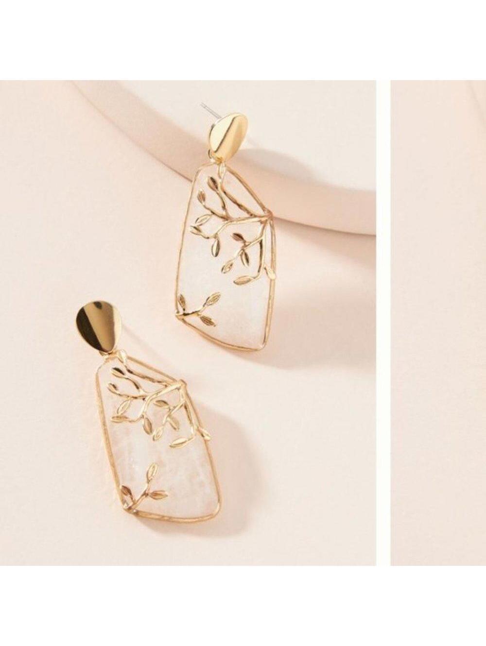 Anthropologie Gold Leaf Drop Earrings